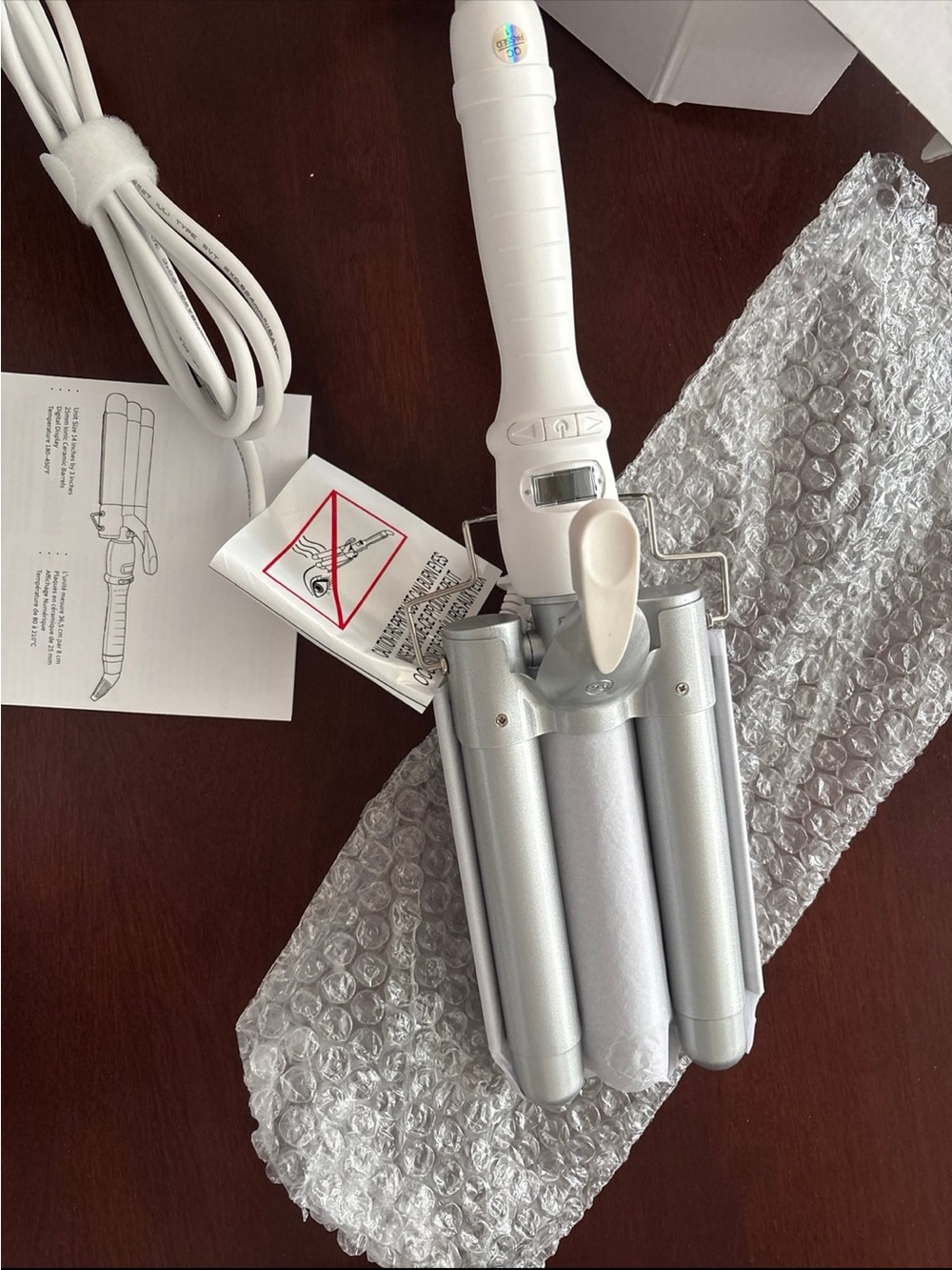 Monat White 3-Barrel Hair Waver - Professional Beach Wave Styling Iron